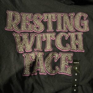 Torrid Resting Witch Face Halloween T-Shirt NWT